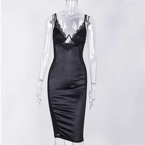 Satin mesh lace dress